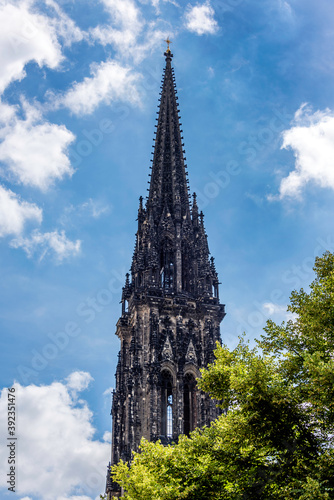 The bell tower of the burned Church of St. Nicholas in Hamburg, Germany Europe