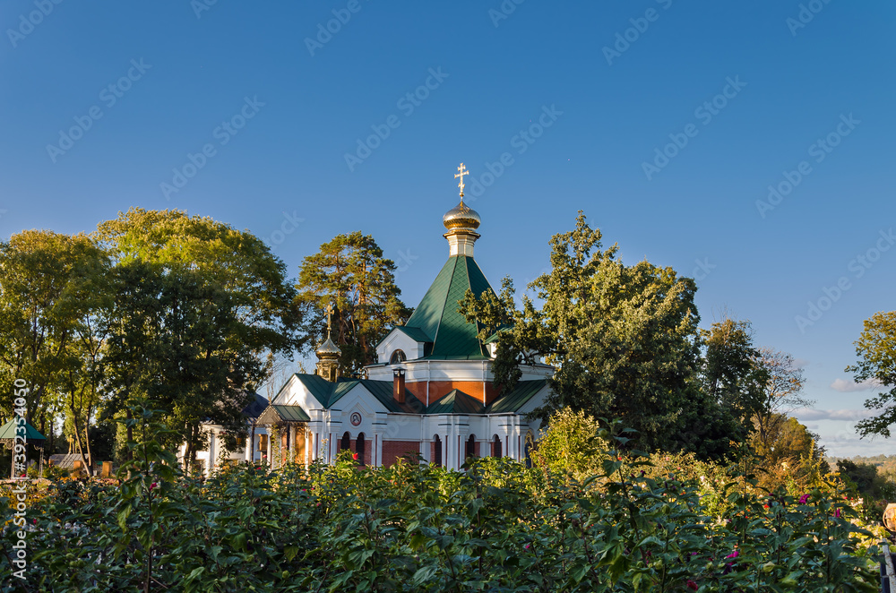 Orthodox Christian church surrounded by trees