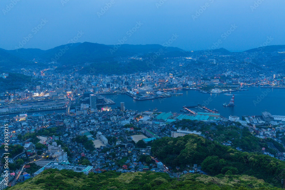 日本　長崎県長崎市、稲佐山山頂展望台からの景色