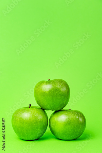 Green apples isolated on background organic healthy fruit abstract - copy space