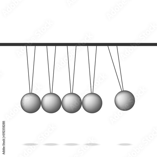 Newton cradle pendulum ball, Leadership work together teamwork, realistic Vector illustration