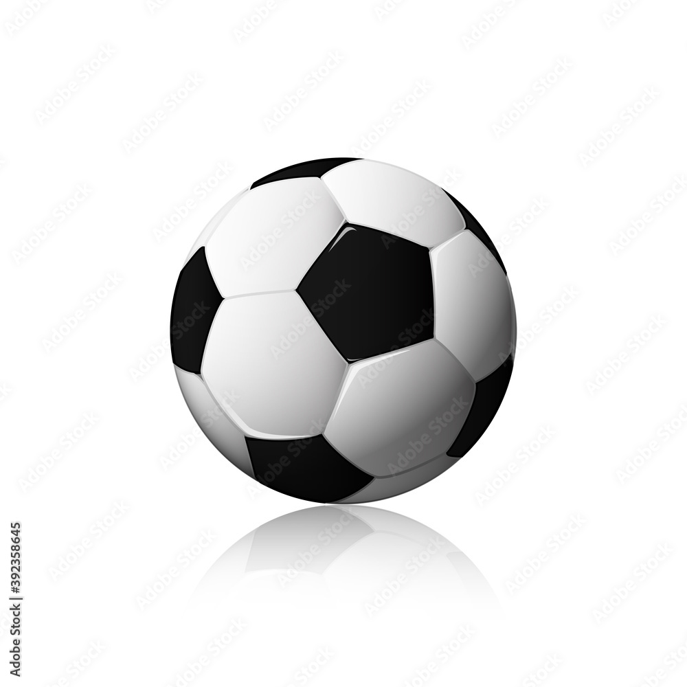 Obraz premium Football Isolated on white background , soccer ball reflection , sport game vector illustration