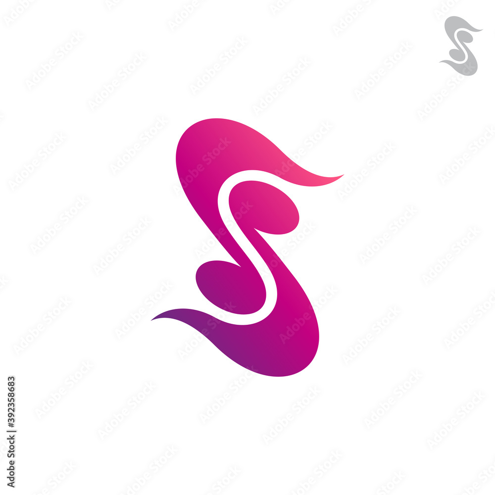 Music letter S logo, simple flat music note logo template Music letter S logo, simple flat music note logo template