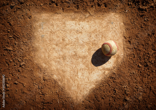 Wallpaper Mural Baseball on home plate of dirt baseball field