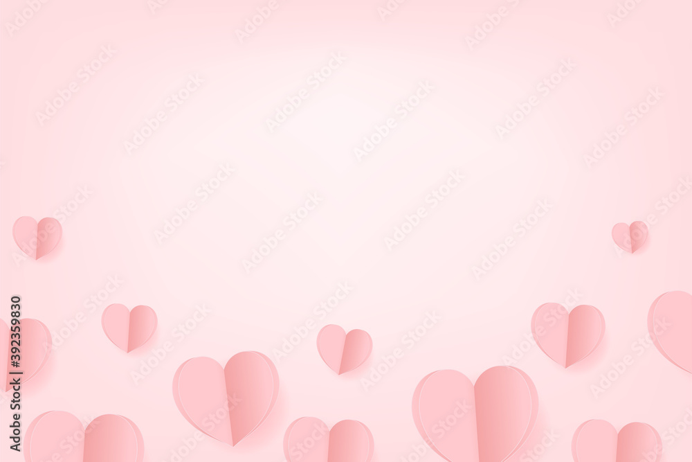 Paper Hearts Float and Red Yarn tied together Soulmate Poster out of the gift box with copy space on pink background. Vector Illustration, Valentine's Day Poster