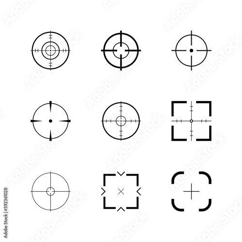 Crosshair, gun weapon sight, targets icon set. Flat style vector illustration isolated on white.