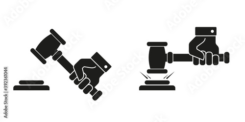 Judge gavel or auction hammer. Flat style vector illustration isolated on white.