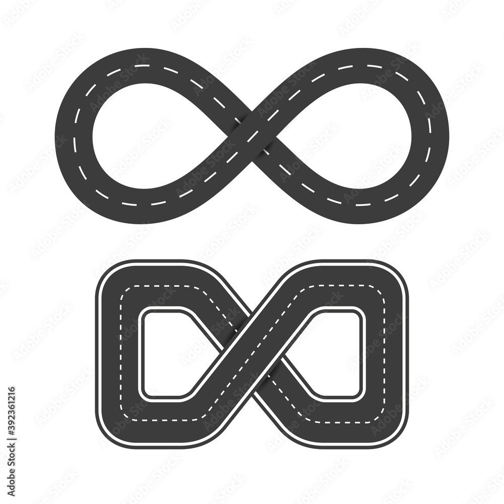 Endless road with a markings. Mobius loop. Horizontal figure eight