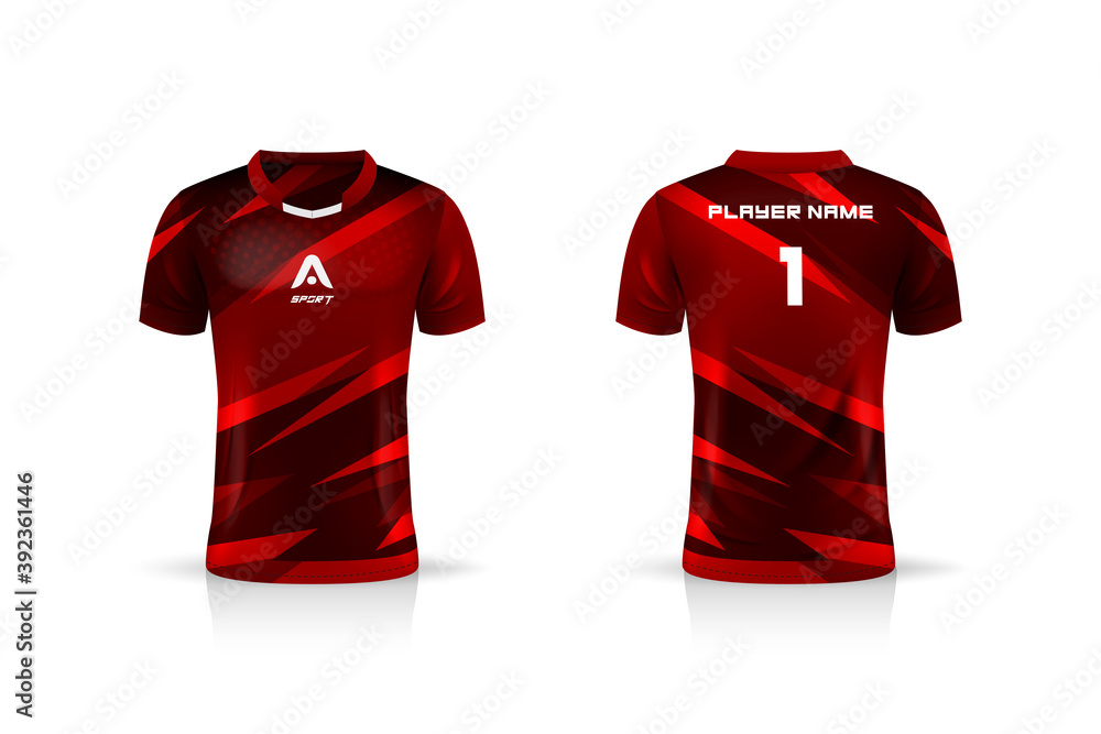 Specification Soccer Sport , Esport Gaming T Shirt Jersey template. mock up uniform . Vector Illustration design Specification Soccer Sport , Esport Gaming T Shirt Jersey template. mock up uniform . Vector Illustration design