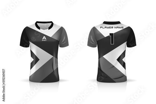 Specification Soccer Sport mockup , Esports Gaming T Shirt Jersey template. mock up uniform . Vector Illustration design