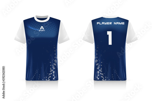 Specification Soccer Sport mockup , Esports Gaming T Shirt Jersey template. mock up uniform . Vector Illustration design