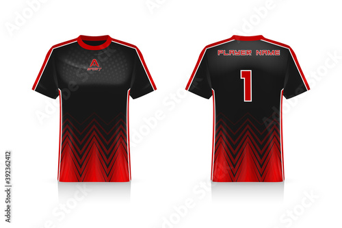 Specification Soccer Sport mockup , Esports Gaming T Shirt Jersey template. mock up uniform . Vector Illustration design