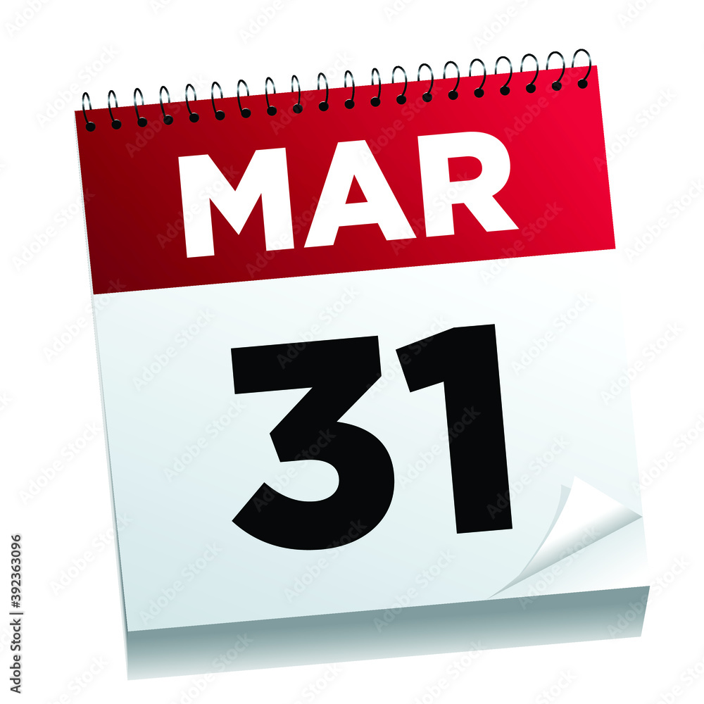 March 31st on a calendar page - illustrated. March 31st on a calendar page - illustrated.