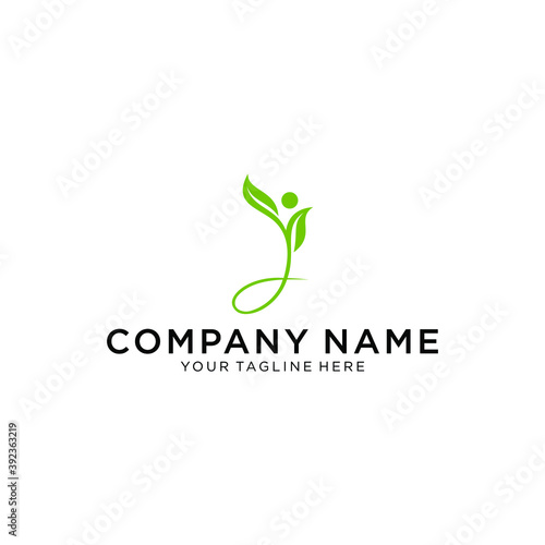 Bio logo. Fitness logo design. Sportsman symbol. Health Leaf with Y letter Logo Template on a white background.