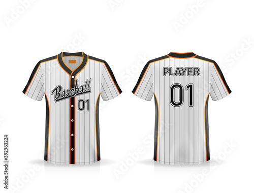 Specification Baseball T Shirt Mockup  isolated on white background , Blank space on the shirt for the design and placing elements or text on the shirt , blank for printing , vector illustration