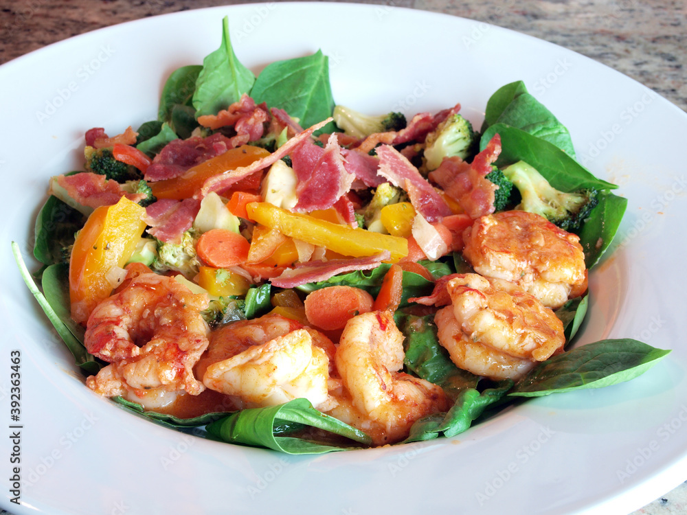 salad with shrimp inbowl salad with shrimp inbowl