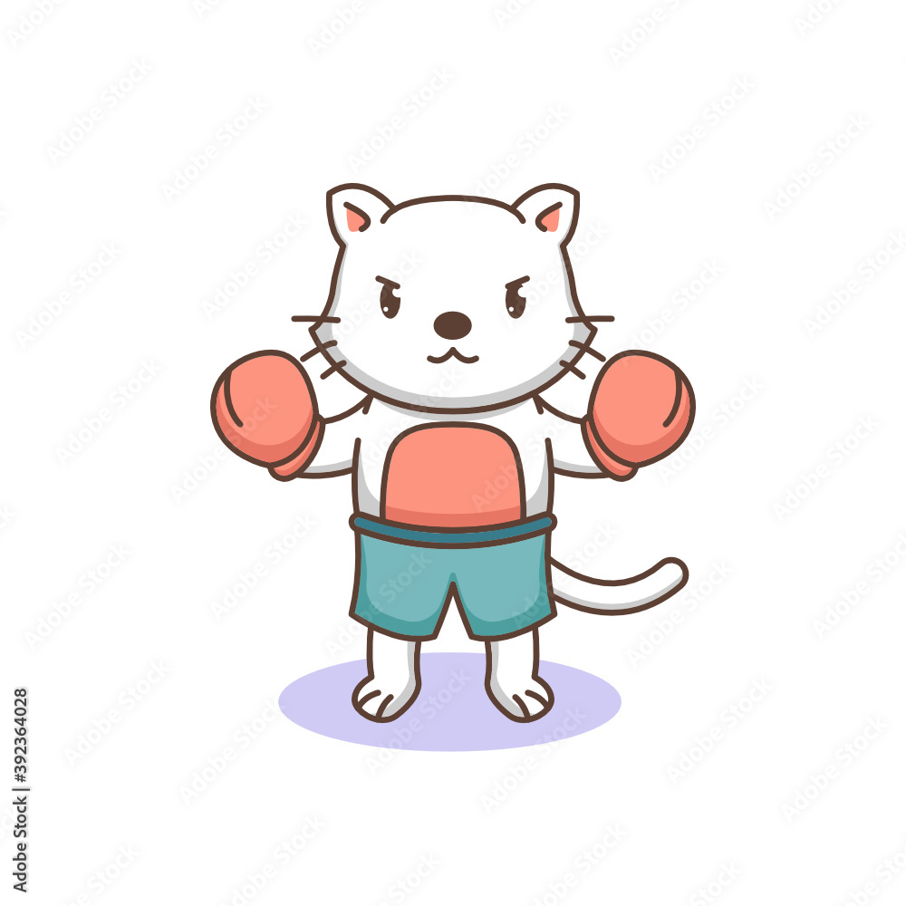 Fototapeta premium Cute cat in boxing costume