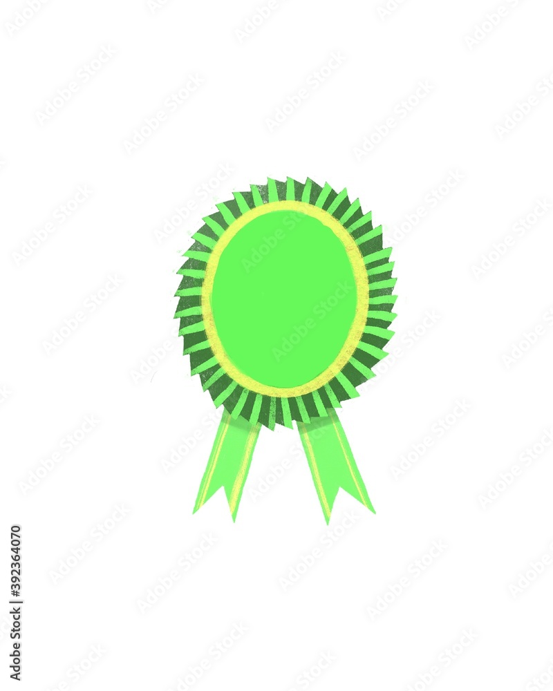 The illustration of green ribbon badge isolated 