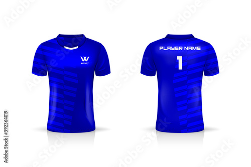 Specification Soccer Sport , Esport Gaming T Shirt Jersey template. mock up uniform . Vector Illustration design