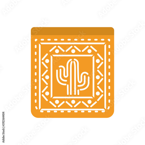 garland of orange color with cactus on white background