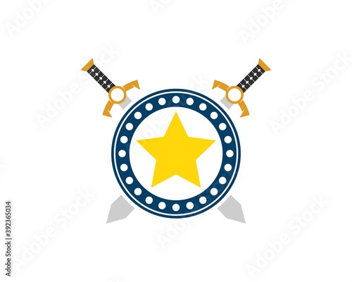 Star shield with cross knight sword