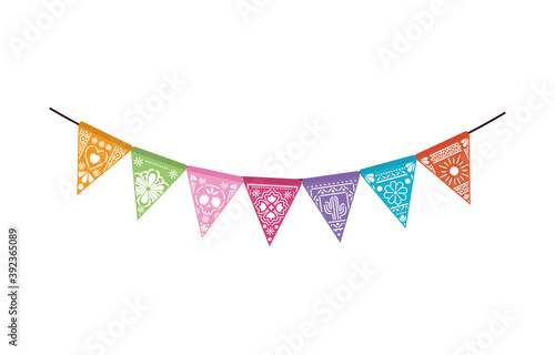 icons set of mexican garland on white background