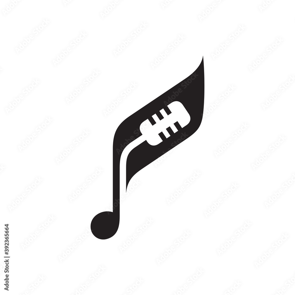 Music microphone logo, music live performance, music audition, podcast
