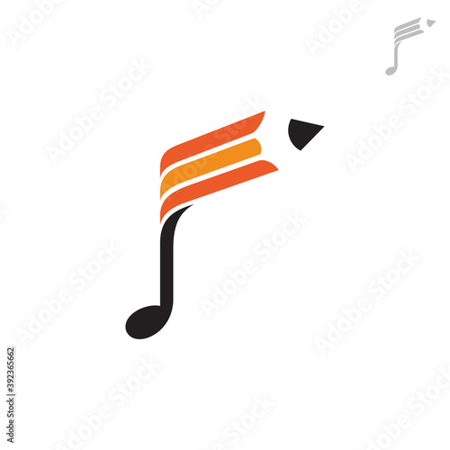 Music note with pencil logo concept, song writers and inspiration logo template with simple flat logo style