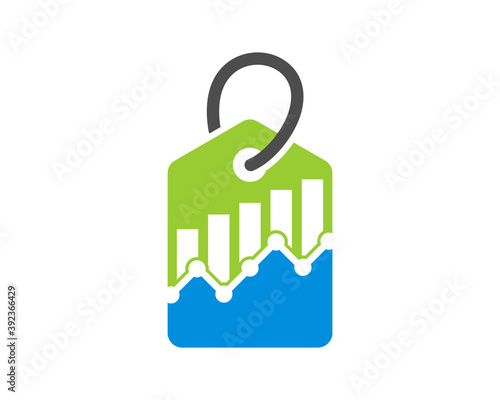 Chart finance logo with price tag shape
