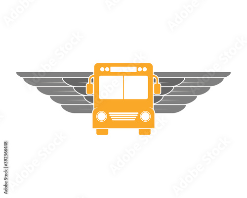 School bus with gray wings logo