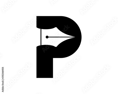 P Letter with pen inside
