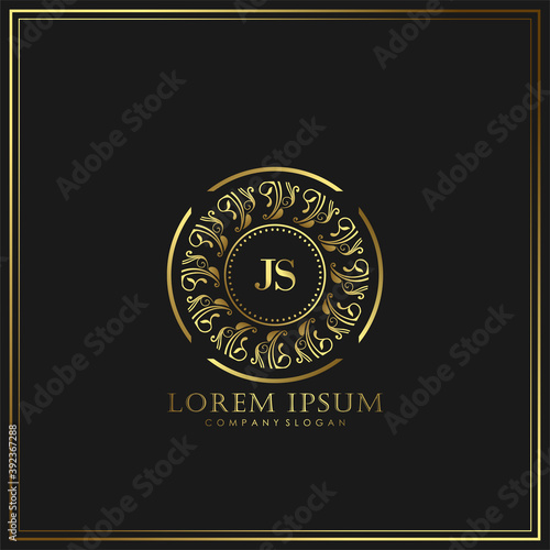 JS Initial Letter Luxury Logo template in vector art for Restaurant, Royalty, Boutique, Cafe, Hotel, Heraldic, Jewelry, Fashion and other vector illustration