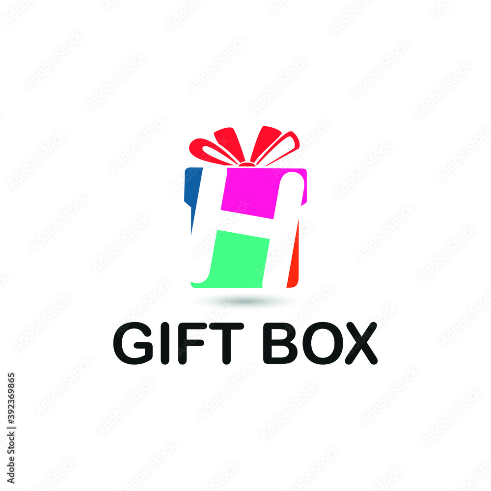 Colorful Gift box with initial H letter logo concept. Gift store/shop logo template