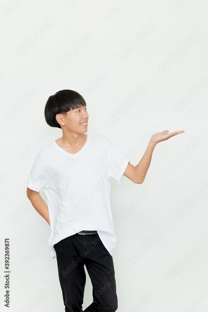 Asian man doing open hand on white background Asian man doing open hand on white background