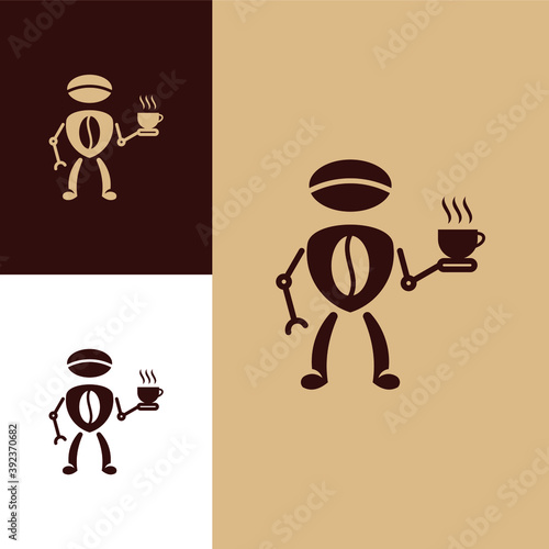 robotic coffee maker logo design