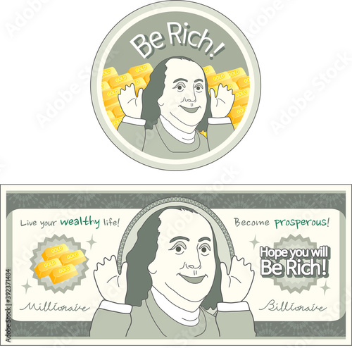 [Vector] American money parody sticker,banner design templates (dollar)