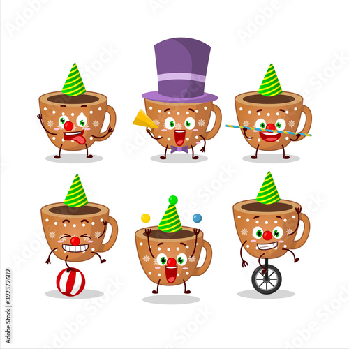 Cartoon character of coffee cookies with various circus shows