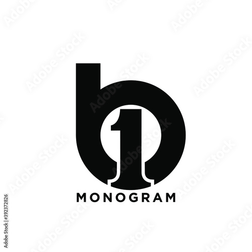 ONE b b1 1b 1 initial letter logo vector icon design isolated background