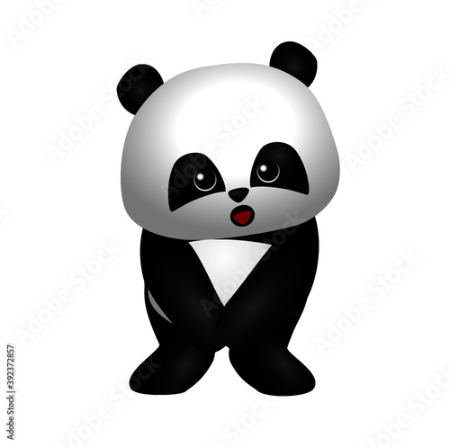 cartoon baby panda standing wants to go to the bathroom 