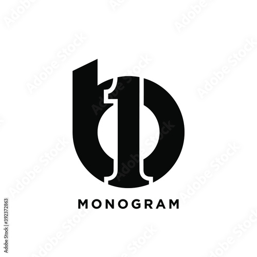 ONE b b1 1b 1 initial letter logo vector icon design isolated background