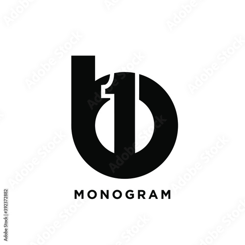 ONE b b1 1b 1 initial letter logo vector icon design isolated background