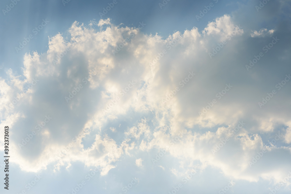 Blue sky with clouds and sunlight in summer season, Nature background Blue sky with clouds and sunlight in summer season, Nature background