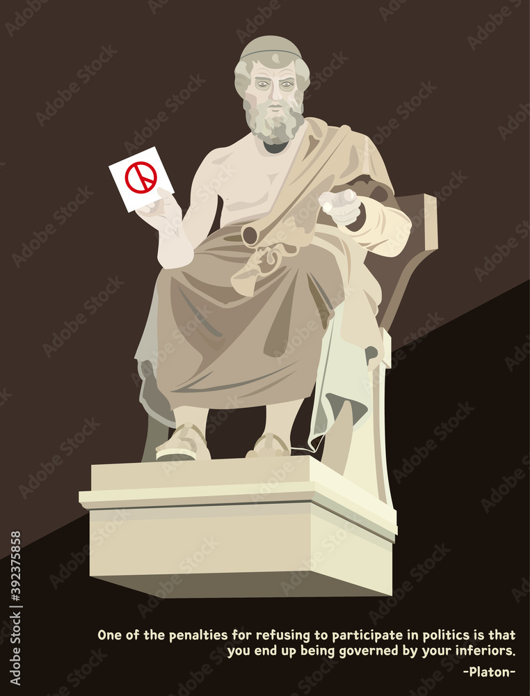Póster [vector] Platon (Plato) and his political maxims awakening the ...