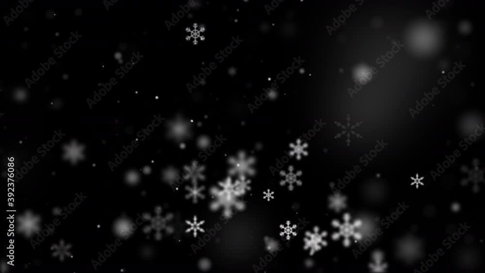 Abstract background the snowflake falling for Christmas celebration and decoration, Snow and particle video overlay on the dark background, with a depth of field effect Abstract background the snowflake falling for Christmas celebration and decoration, Snow and particle video overlay on the dark background, with a depth of field effect
