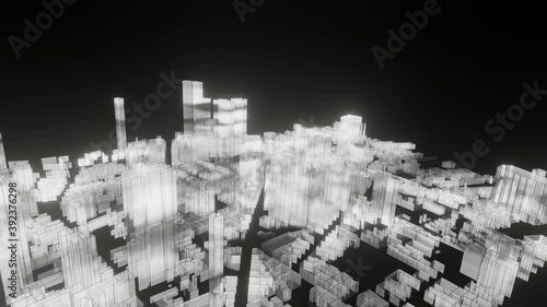 Black white neon night city