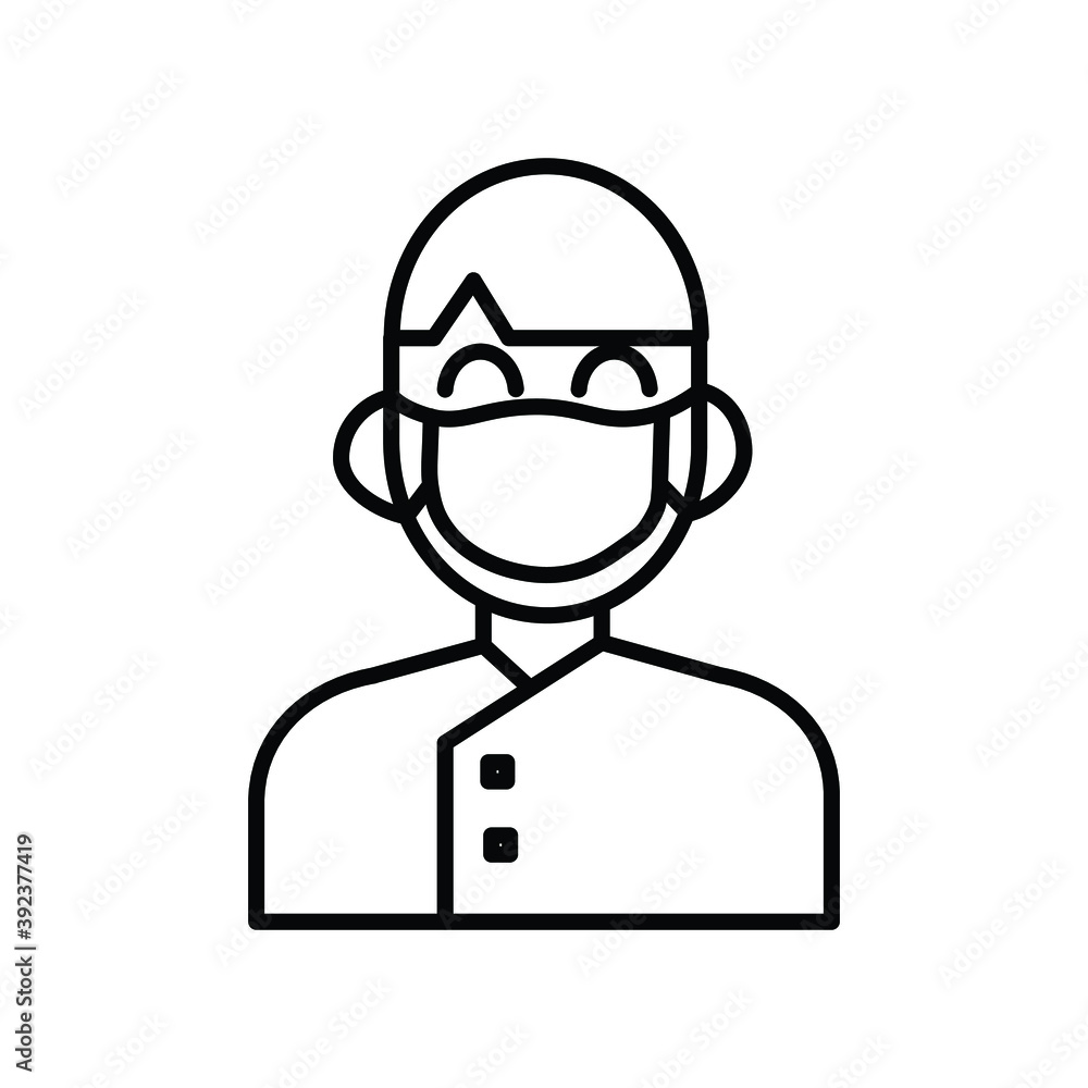 The man wearing mask line icon