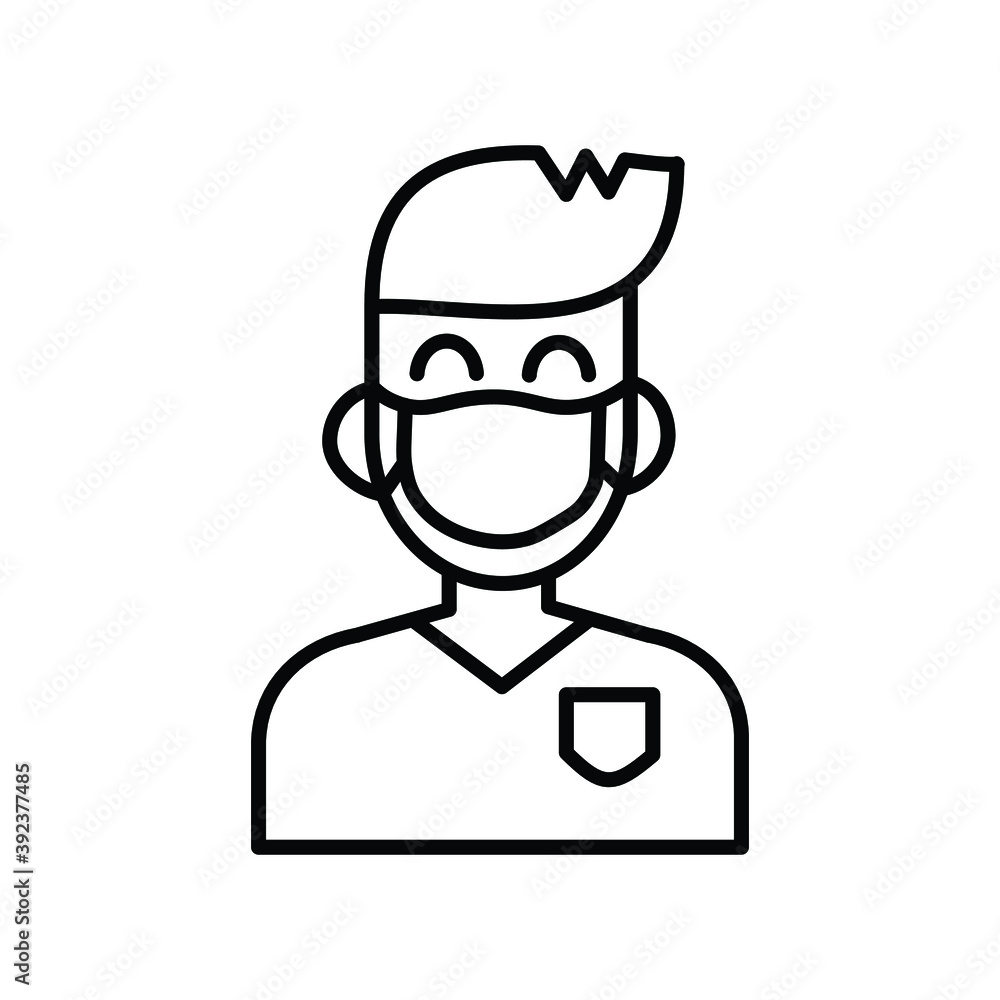 Young Man wearing mask line icon