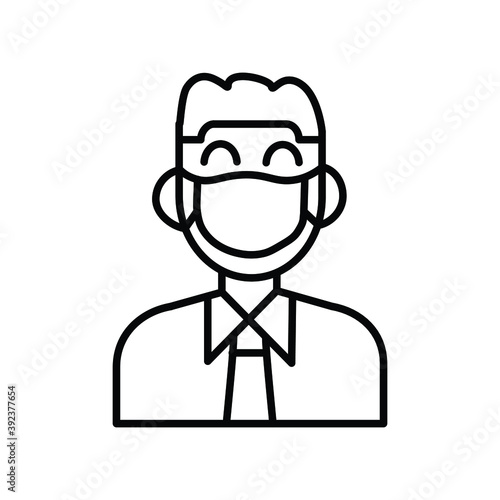Man Male guy wearing mask line icon