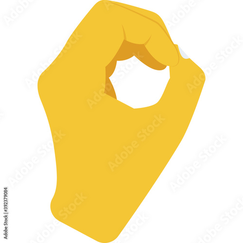 
Making a hole with all of fingers meaning of round sign      
