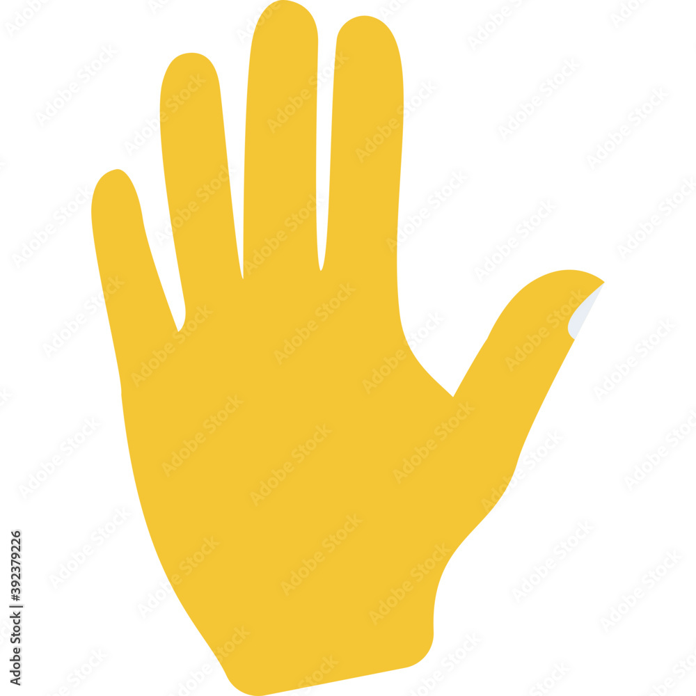 Obraz premium Human hand with open palm and five fingers, logo of greeting gesture 